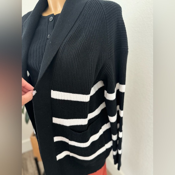 NWT Women's Open Layering Cardigan Black/Cream - Picture 6 of 8